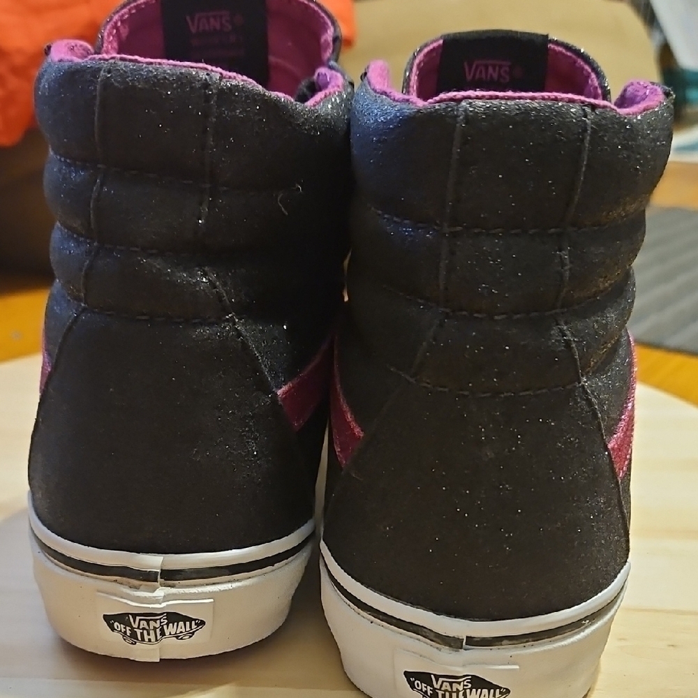 VANS Silver Glitter Sparkle Black Fuschia SK8 Hightop Shoes Unisex Mens 9.5 - Picture 6 of 12